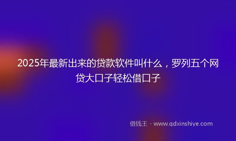 2025年最新出来的贷款软件叫什么，罗列五个网贷大口子轻松借口子
