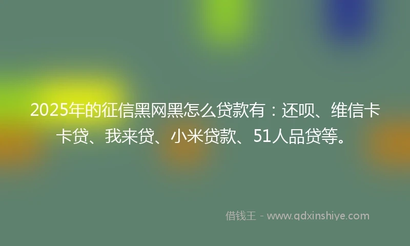 2025年的征信黑网黑怎么贷款有：还呗、维信卡卡贷、我来贷、小米贷款、51人品贷等。