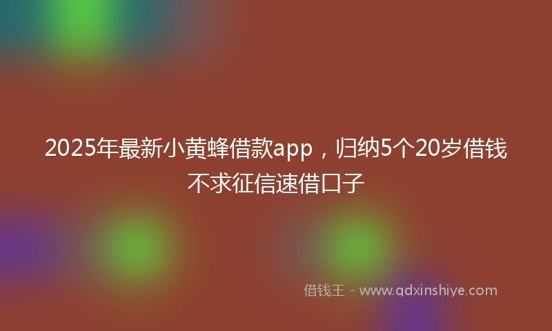 2025年最新小黄蜂借款app，归纳5个20岁借钱不求征信速借口子