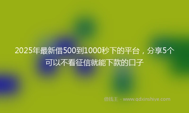 2025年最新借500到1000秒下的平台，分享5个可以不看征信就能下款的口子