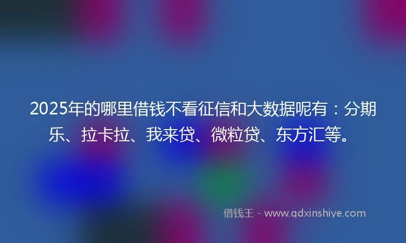 2025年的哪里借钱不看征信和大数据呢有：分期乐、拉卡拉、我来贷、微粒贷、东方汇等。
