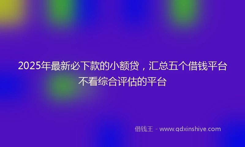 2025年最新必下款的小额贷，汇总五个借钱平台不看综合评估的平台