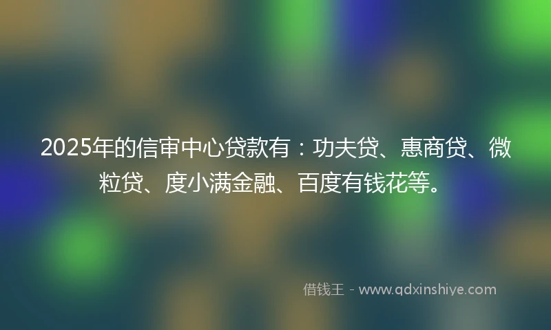 2025年的信审中心贷款有：功夫贷、惠商贷、微粒贷、度小满金融、百度有钱花等。