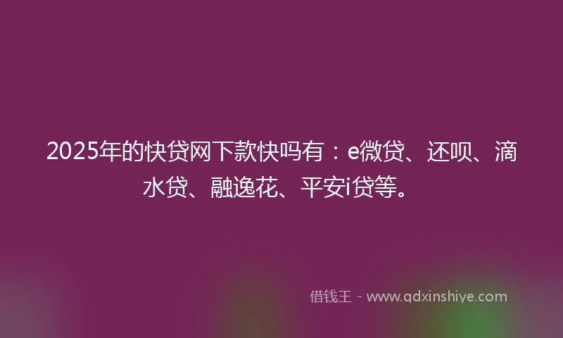 2025年的快贷网下款快吗有：e微贷、还呗、滴水贷、融逸花、平安i贷等。