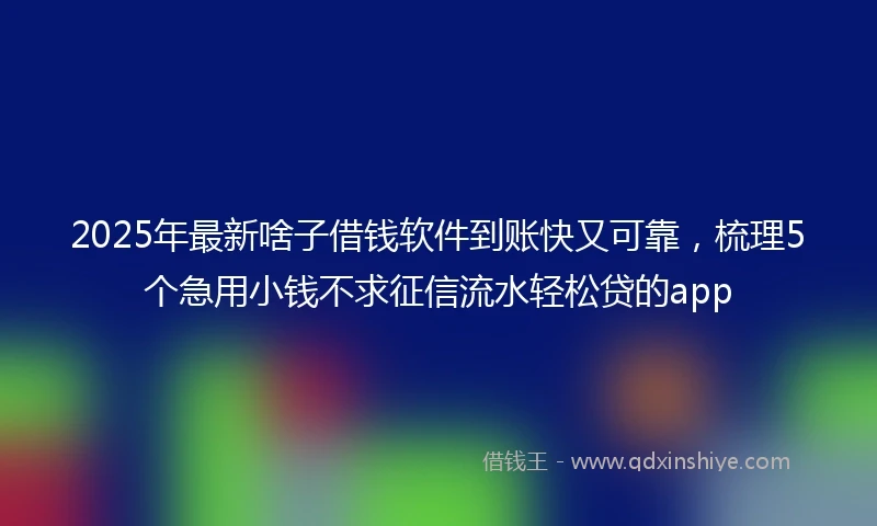 2025年最新啥子借钱软件到账快又可靠，梳理5个急用小钱不求征信流水轻松贷的app