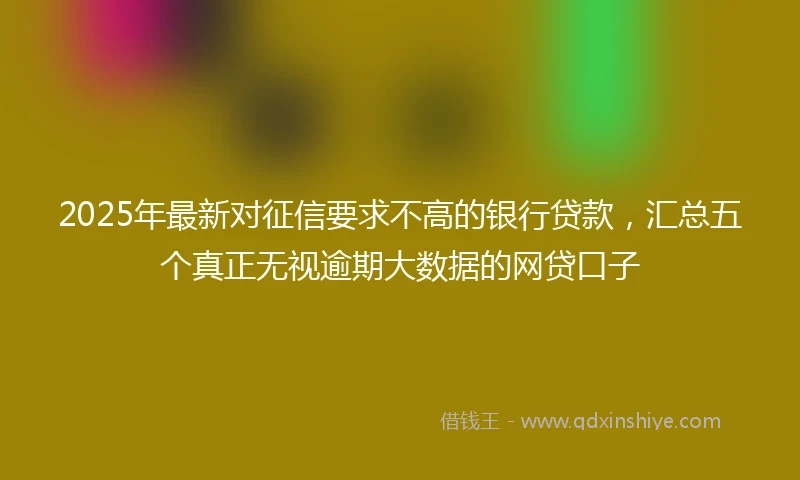 2025年最新对征信要求不高的银行贷款，汇总五个真正无视逾期大数据的网贷口子