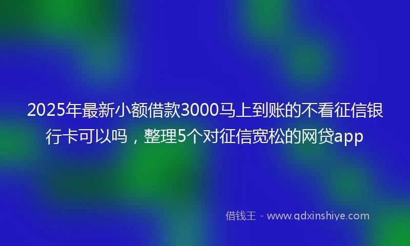 2025年最新小额借款3000马上到账的不看征信银行卡可以吗，整理5个对征信宽松的网贷app