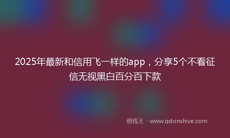 2025年最新和信用飞一样的app，分享5个不看征信无视黑白百分百下款