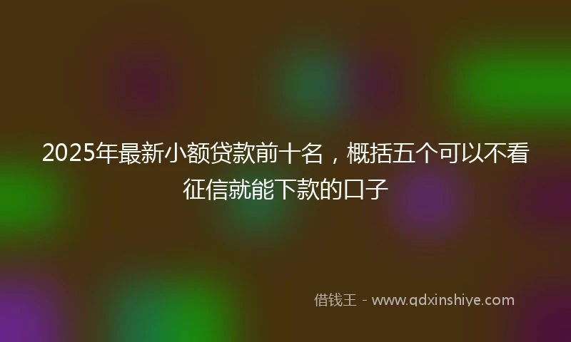 2025年最新小额贷款前十名，概括五个可以不看征信就能下款的口子
