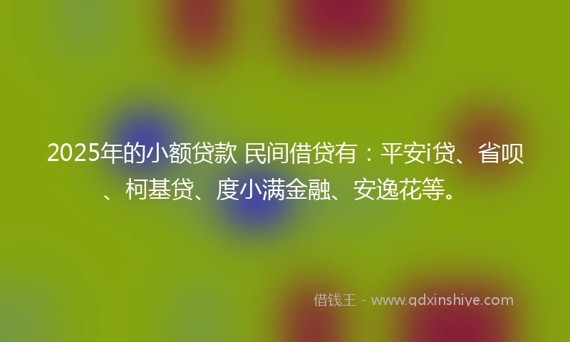 2025年的小额贷款 民间借贷有：平安i贷、省呗、柯基贷、度小满金融、安逸花等。