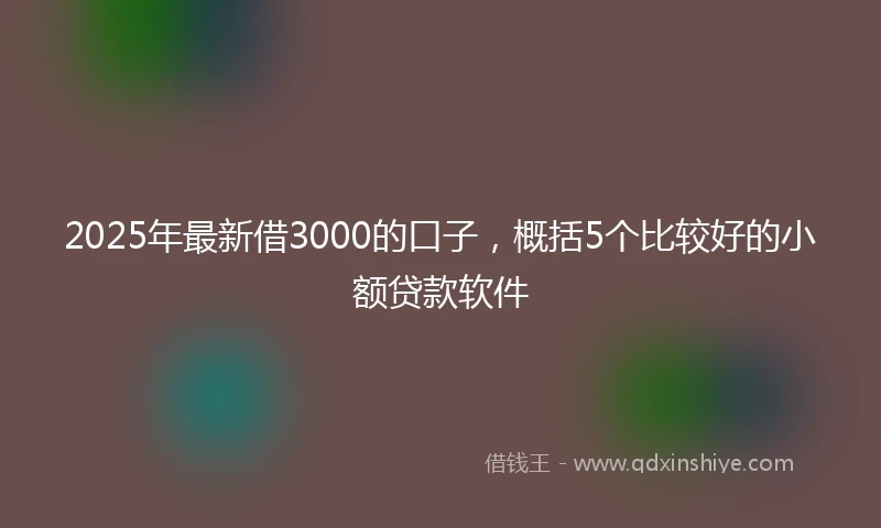 2025年最新借3000的口子，概括5个比较好的小额贷款软件