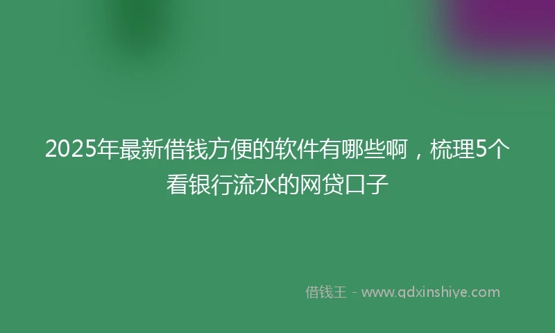 2025年最新借钱方便的软件有哪些啊，梳理5个看银行流水的网贷口子