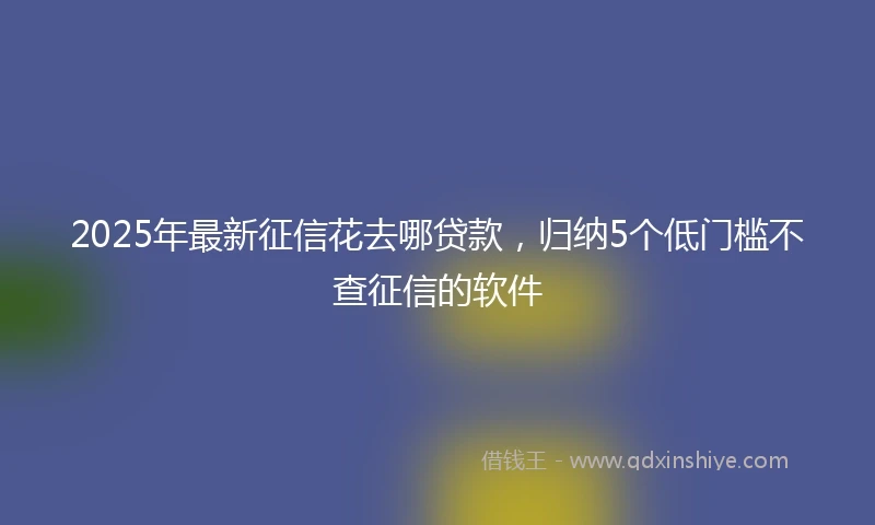 2025年最新征信花去哪贷款，归纳5个低门槛不查征信的软件