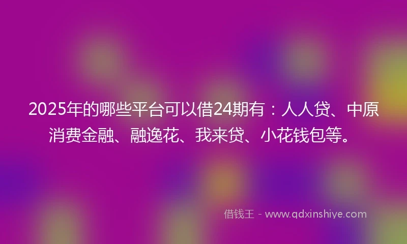2025年的哪些平台可以借24期有：人人贷、中原消费金融、融逸花、我来贷、小花钱包等。