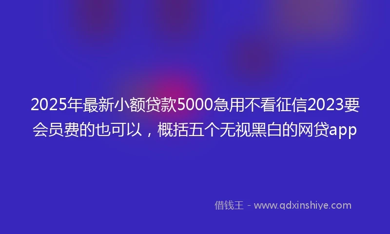 2025年最新小额贷款5000急用不看征信2023要会员费的也可以，概括五个无视黑白的网贷app
