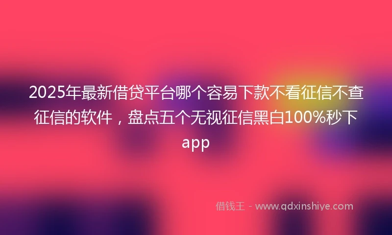 2025年最新借贷平台哪个容易下款不看征信不查征信的软件，盘点五个无视征信黑白100%秒下app