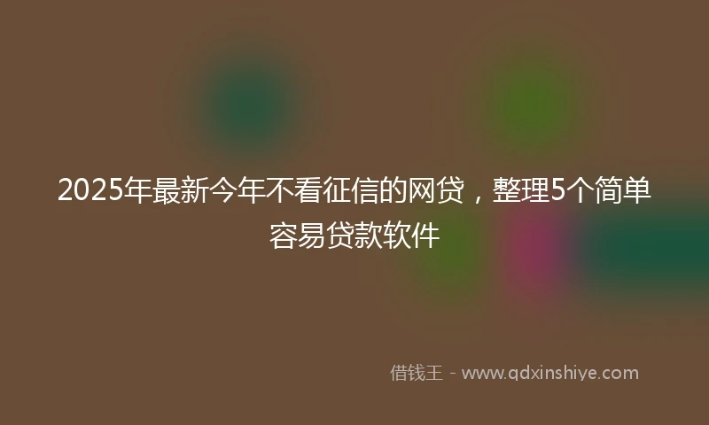 2025年最新今年不看征信的网贷，整理5个简单容易贷款软件