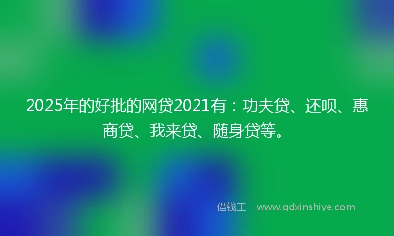 2025年的好批的网贷2021有：功夫贷、还呗、惠商贷、我来贷、随身贷等。