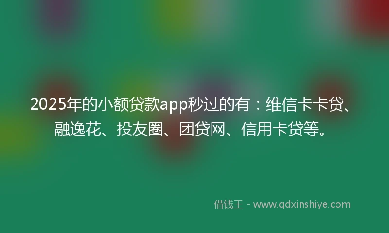 2025年的小额贷款app秒过的有：维信卡卡贷、融逸花、投友圈、团贷网、信用卡贷等。