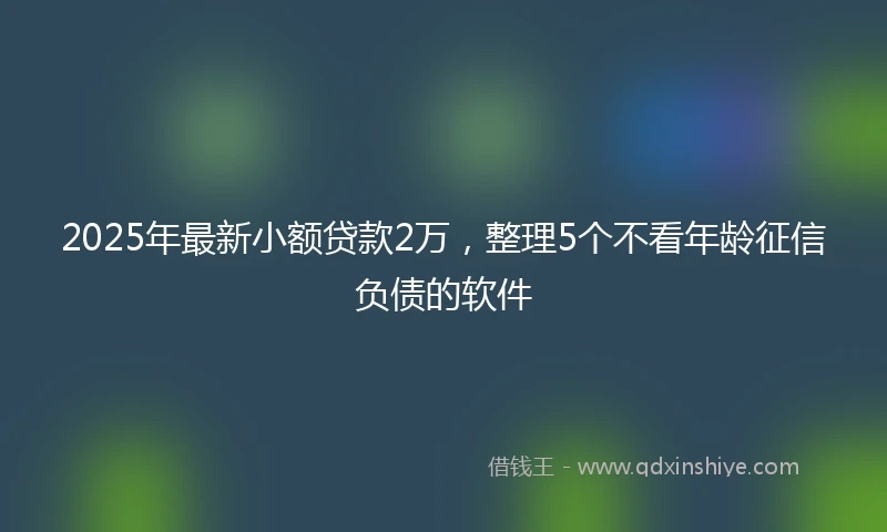 2025年最新小额贷款2万，整理5个不看年龄征信负债的软件
