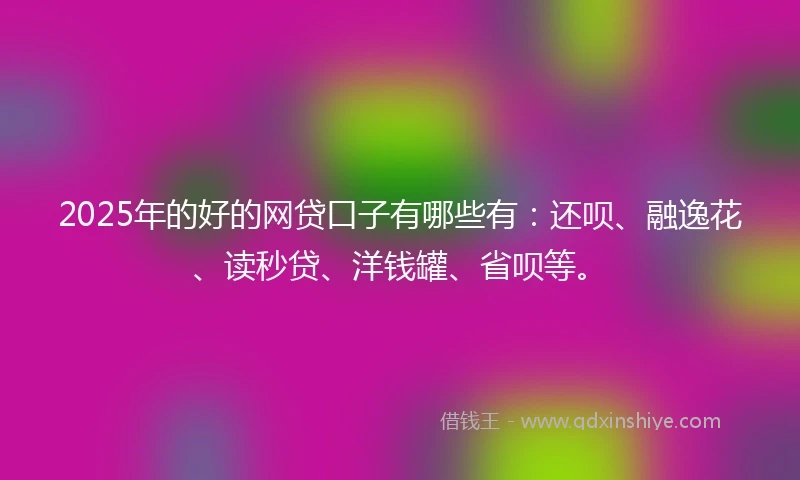 2025年的好的网贷口子有哪些有：还呗、融逸花、读秒贷、洋钱罐、省呗等。