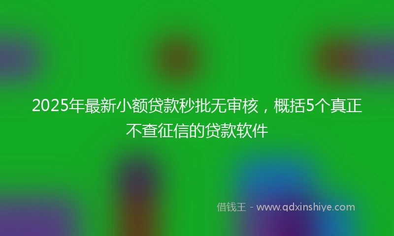 2025年最新小额贷款秒批无审核，概括5个真正不查征信的贷款软件