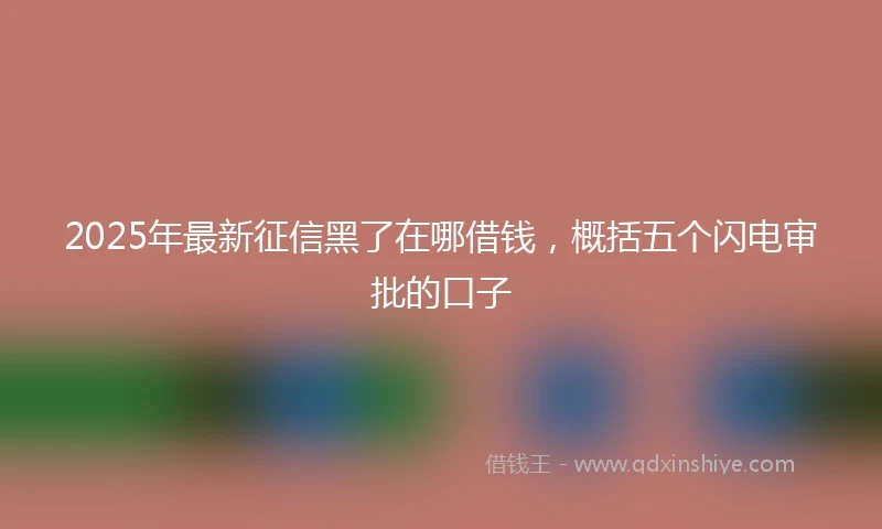 2025年最新征信黑了在哪借钱，概括五个闪电审批的口子