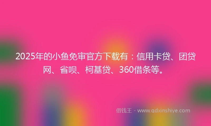 2025年的小鱼免审官方下载有：信用卡贷、团贷网、省呗、柯基贷、360借条等。