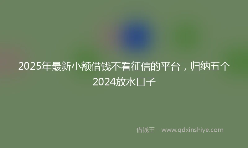 2025年最新小额借钱不看征信的平台，归纳五个2024放水口子