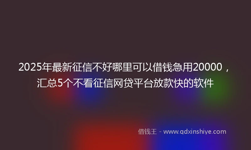 2025年最新征信不好哪里可以借钱急用20000，汇总5个不看征信网贷平台放款快的软件