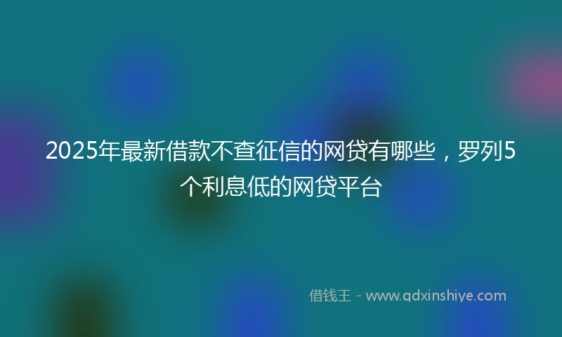 2025年最新借款不查征信的网贷有哪些，罗列5个利息低的网贷平台