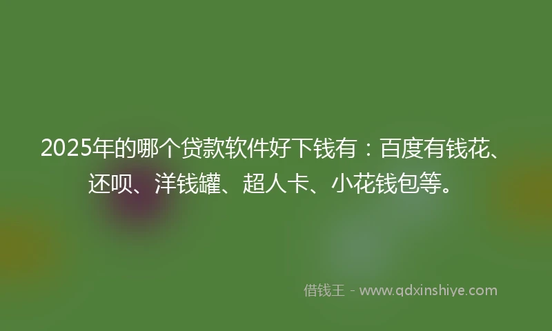 2025年的哪个贷款软件好下钱有：百度有钱花、还呗、洋钱罐、超人卡、小花钱包等。