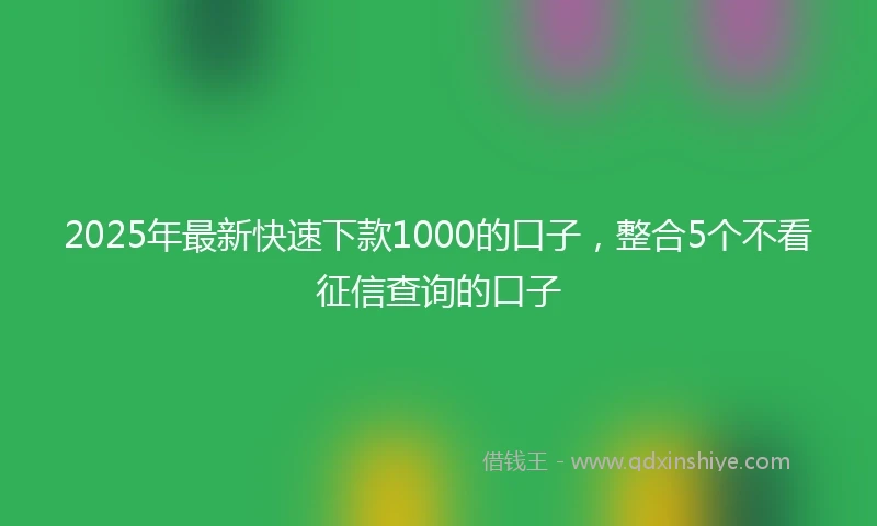 2025年最新快速下款1000的口子，整合5个不看征信查询的口子