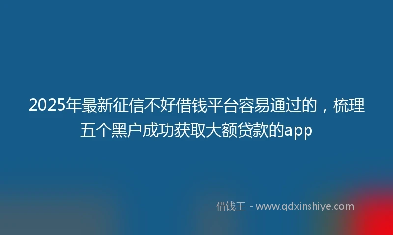 2025年最新征信不好借钱平台容易通过的，梳理五个黑户成功获取大额贷款的app