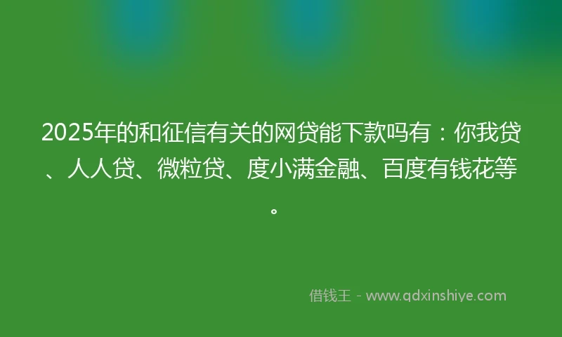 2025年的和征信有关的网贷能下款吗有：你我贷、人人贷、微粒贷、度小满金融、百度有钱花等。
