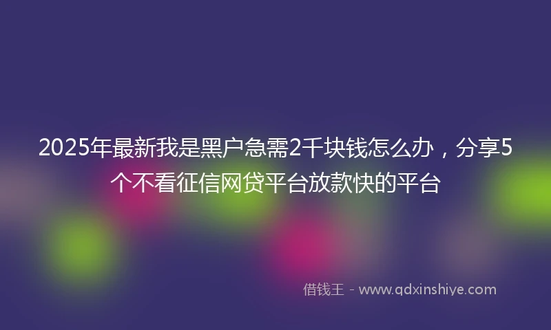 2025年最新我是黑户急需2千块钱怎么办，分享5个不看征信网贷平台放款快的平台