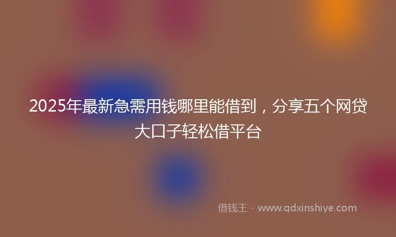 2025年最新急需用钱哪里能借到，分享五个网贷大口子轻松借平台