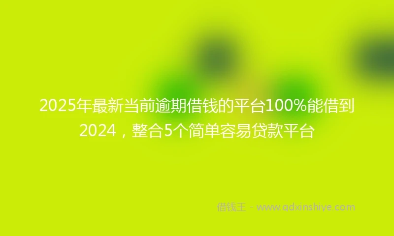 2025年最新当前逾期借钱的平台100%能借到2024，整合5个简单容易贷款平台