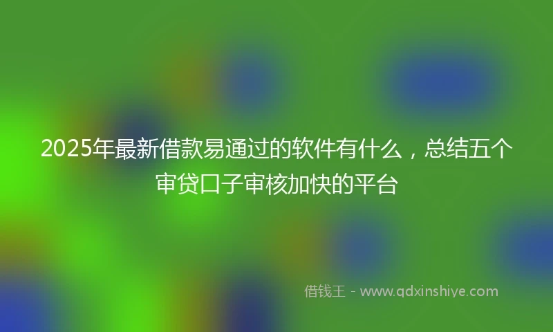 2025年最新借款易通过的软件有什么，总结五个审贷口子审核加快的平台
