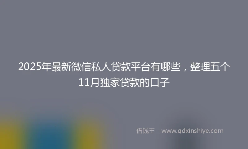 2025年最新微信私人贷款平台有哪些，整理五个11月独家贷款的口子