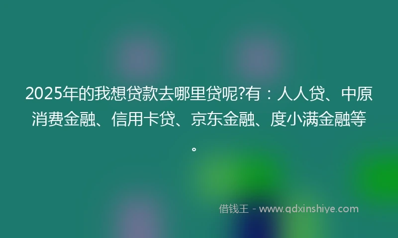 2025年的我想贷款去哪里贷呢?有：人人贷、中原消费金融、信用卡贷、京东金融、度小满金融等。