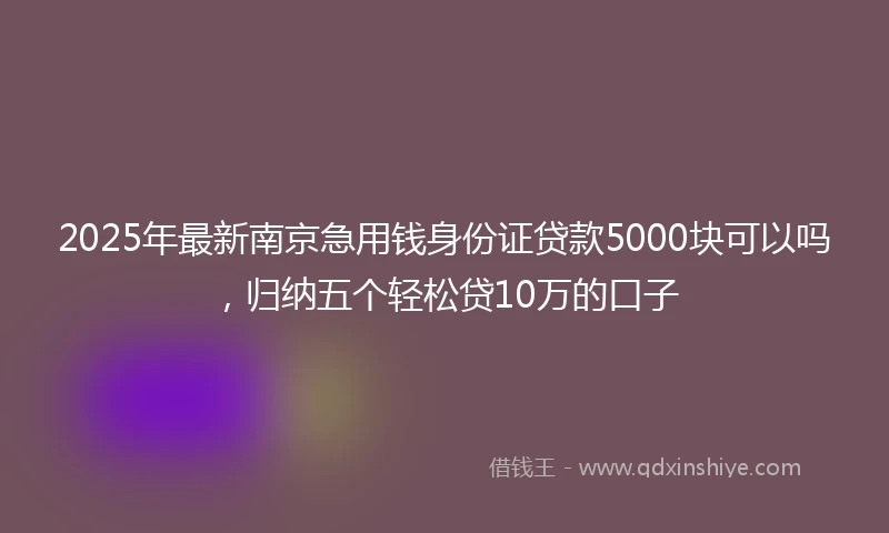 2025年最新南京急用钱身份证贷款5000块可以吗，归纳五个轻松贷10万的口子