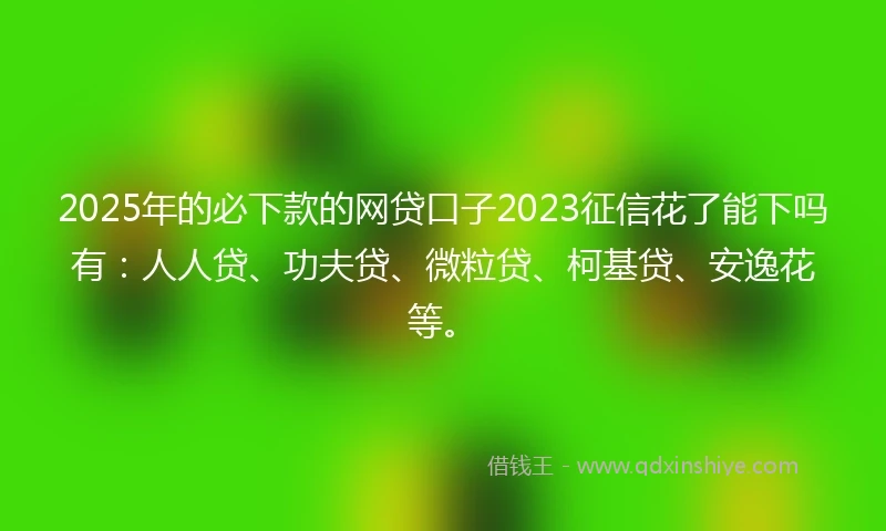 2025年的必下款的网贷口子2023征信花了能下吗有：人人贷、功夫贷、微粒贷、柯基贷、安逸花等。