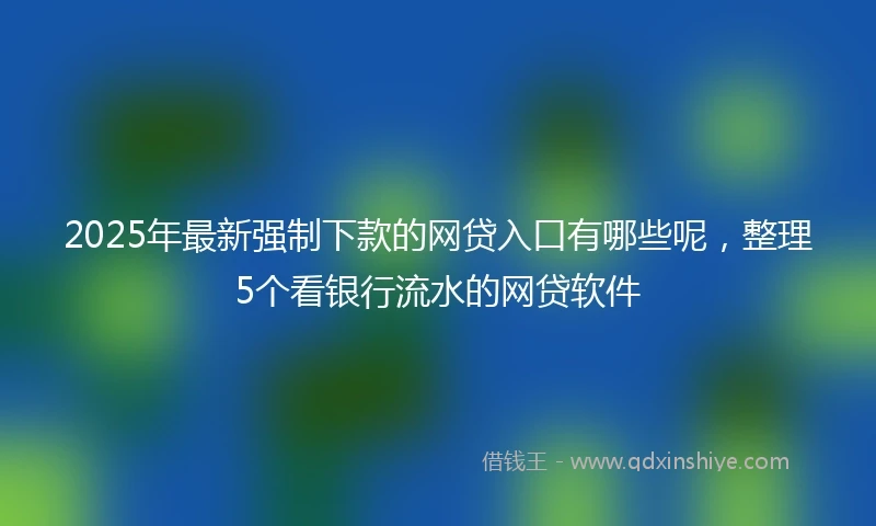 2025年最新强制下款的网贷入口有哪些呢，整理5个看银行流水的网贷软件