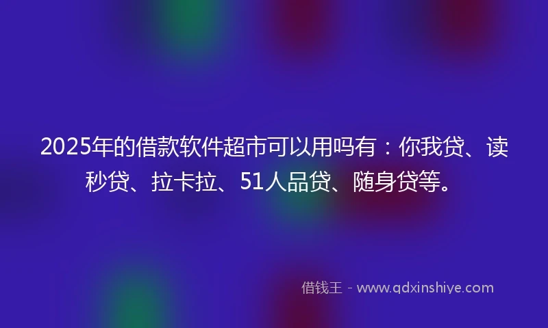 2025年的借款软件超市可以用吗有：你我贷、读秒贷、拉卡拉、51人品贷、随身贷等。
