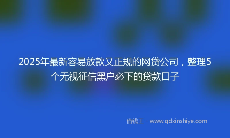 2025年最新容易放款又正规的网贷公司，整理5个无视征信黑户必下的贷款口子