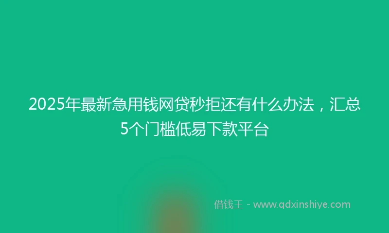 2025年最新急用钱网贷秒拒还有什么办法，汇总5个门槛低易下款平台