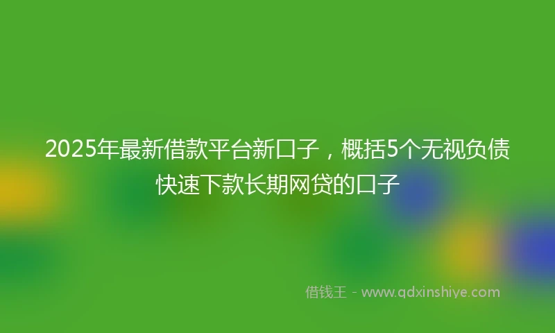 2025年最新借款平台新口子，概括5个无视负债快速下款长期网贷的口子
