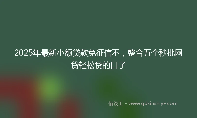 2025年最新小额贷款免征信不，整合五个秒批网贷轻松贷的口子