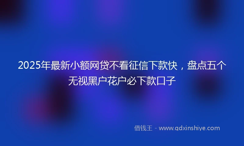 2025年最新小额网贷不看征信下款快，盘点五个无视黑户花户必下款口子